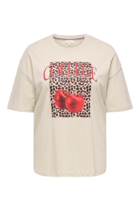 carmakoma CARKOURTNEY LIFE SS O-NECK TEE JRS pumice stone/leo cherry