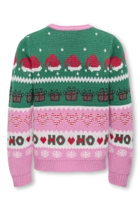 ONLY KOGHOHO XMAS LS PULLOVER KNT fuchsia pink/w. green jacket/cd/