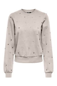 ONLY ONLATIKA L/S O-NECK GLITTER EMB. BO: pumice stone/anny hearts (pumice
