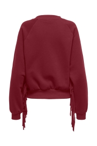 ONLY ONLJETT L/S O-NECK EMB. BOX SWT cabernet/fringes