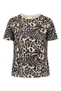 carmakoma CARLULU LIFE SS O-NECK JEANS FIT TE: oatmeal/leo