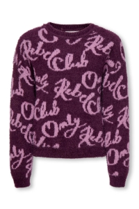 ONLY KOGDINA L/S JACQUARD O-NECK KNT mauve wine/mauve orchid