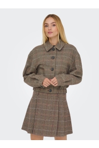 ONLY ONLRICCA LIFE CHECK JACKET OTW seal brown/check