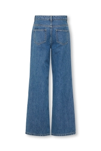 ONLY KOGJUICY HW WIDE LEG COLLEGE JEANS : medium blue denim/letters