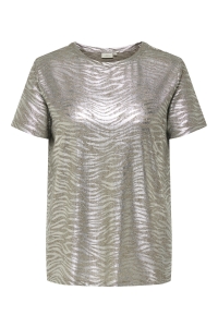carmakoma CARMIRINDA LIFE  S/S O-NECK JRS humus/silver foil (tiger)