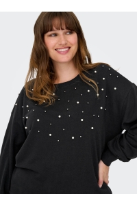 carmakoma CARVIOLETTA L/S O-NECK SWEAT JRS black/pearl neck