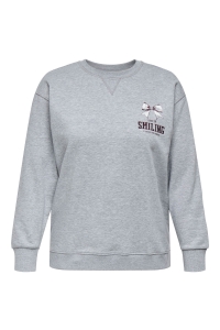 carmakoma CARIGGY L/S O-NECK SWEAT JRS light grey melange/bow varsity