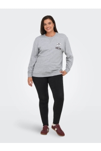 carmakoma CARIGGY L/S O-NECK SWEAT JRS light grey melange/bow varsity