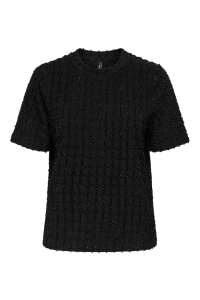 ONLY ONLINES LIFE 2/4 O-NECK GLITTER TOP: black/gold glitter