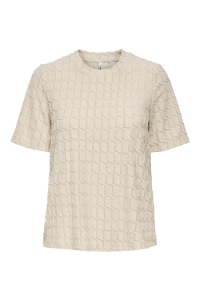 ONLY ONLINES LIFE 2/4 O-NECK GLITTER TOP: birch/rose gold glitter