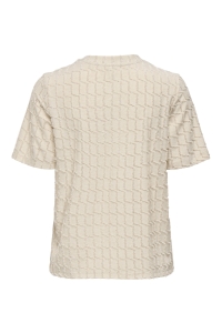 ONLY ONLINES LIFE 2/4 O-NECK GLITTER TOP: birch/rose gold glitter