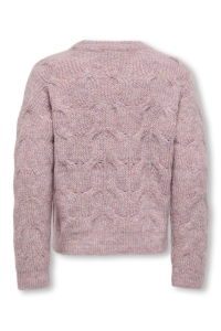 ONLY:KIDS ONLY KMGROSALIN L/S O-NECK PULLOVER KNT rose smoke/melange bow/carbernet