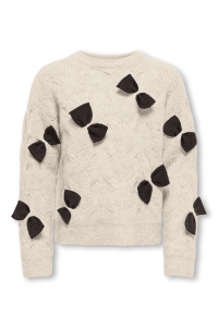 ONLY:KIDS ONLY KMGROSALIN L/S O-NECK PULLOVER KNT birch/melange bow/black coffee