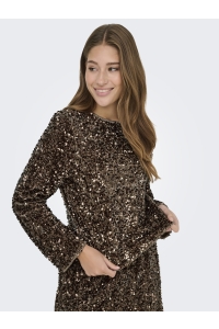 ONLY ONLCONFIDENCE L/S SEQUIN BOW TOP JR: mountain trail/mountain trail se