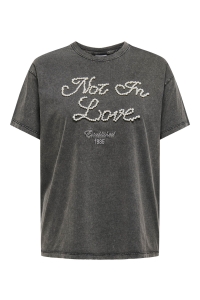 carmakoma CARTULINA S/S PEARL EMB. TOP BOX JR: black/not in love front+ detail