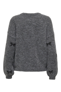 ONLY ONLBRUNHILDA LIFE LS BOW O-NECK KNT medium grey melange/black/mini b