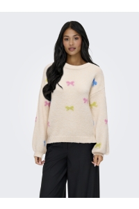 ONLY ONLBRUNHILDA LIFE LS BOW O-NECK KNT babys breath/camp g/wild r/camp