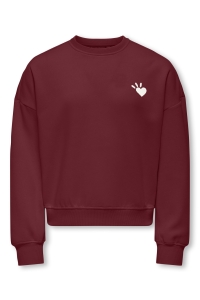 ONLY KOGTAMMIE LIFE L/S PRINT O-NECK SWT cabernet/amour/cloud dancer