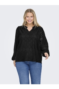 carmakoma CARLUZIA L/S V-NECK BLOUSE JRS black