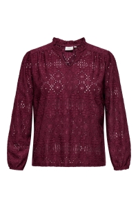 carmakoma CARLUZIA L/S V-NECK BLOUSE JRS zinfandel