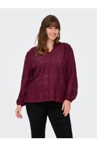 carmakoma CARLUZIA L/S V-NECK BLOUSE JRS zinfandel