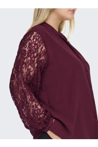carmakoma CARKAMMY LIFE LS V-NECK LACE SHIRT : zinfandel