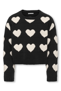 ONLY KOGSUS L/S O-NECK CHINELLE PULLOVER: black/heart/egret