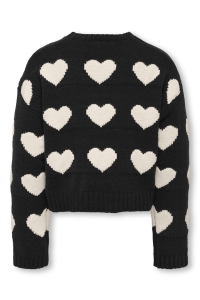 ONLY KOGSUS L/S O-NECK CHINELLE PULLOVER: black/heart/egret