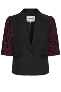ONLY ONLMELLIE LIFE S/S MIX BLAZER TLR C: black/winetasting+leo sleves