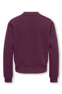 ONLY KOGATIKA L/S O-NECK EMB HEART SWT mauve wine/emb hearts/mauve wine