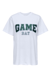 ONLY ONLRIKKA S/S SATIN PRINT TOP BOX CS: bright white/game