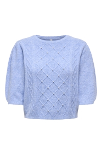 ONLY ONLGLORIA LIFE SS PEARL O-NECK CC K: ultramarine/melange/white pearls