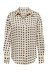 ONLY ONLLYDIA L/S SATIN SHIRT WVN frosted almond/black dots