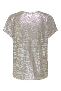 ONLY ONLMIRINDA S/S V-NECK TOP PRI JRS humus/melange+zebra silver metal
