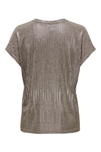 ONLY ONLMIRINDA S/S V-NECK TOP PRI JRS humus/melange + silver metallic