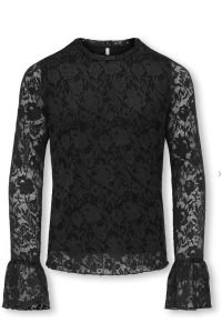 ONLY KOGTOOS L/S LACE TOP JRS black