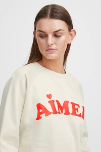 ICHI IHLELA BRUSHED SW3:Sweatshirt almond milk
