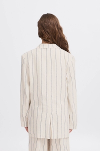 ICHI IHLINNO BL:Jackets natural ecru stripe