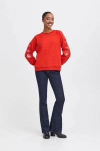 ICHI IHLELA BRUSHED SW4:Sweatshirt birch embroi.