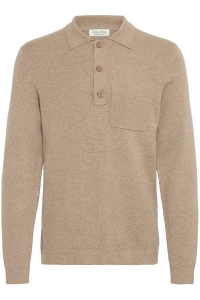 4001 - Accessoire CFINGMAR 0224 knitted polo:Knit roasted cashew melange
