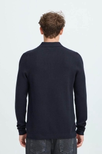 4001 - Accessoire CFINGMAR 0224 knitted polo:Knit dark navy melange