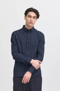 Casual Friday CFMACE LS BU striped shirt - brushe: navy blazer