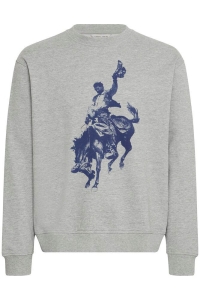 Casual Friday CFSIGVARD sweat with large front pr: mid grey melange