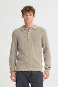 Casual Friday CFGAHN 1X1 RIB POLO KNIT:Knit steeple gray