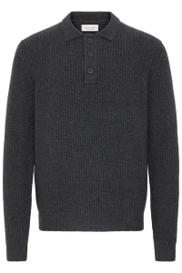 Casual Friday CFGAHN 1X1 RIB POLO KNIT:Knit charcoal gray melange