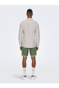 ONLY&SONS ONSCAIDEN LS STRIPE LINEN SHIRT 660: chinchilla
