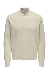 ONLY&SONS ONSCOOPER HALF ZIP HIGH NECK KNIT N: silver lining