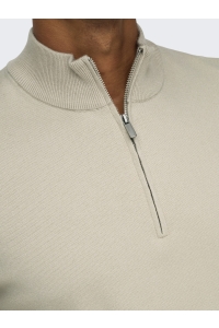 ONLY&SONS ONSCOOPER HALF ZIP HIGH NECK KNIT N: silver lining