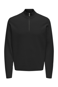 ONLY&SONS ONSCOOPER HALF ZIP HIGH NECK KNIT N: black