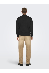 ONLY&SONS ONSCOOPER HALF ZIP HIGH NECK KNIT N: black